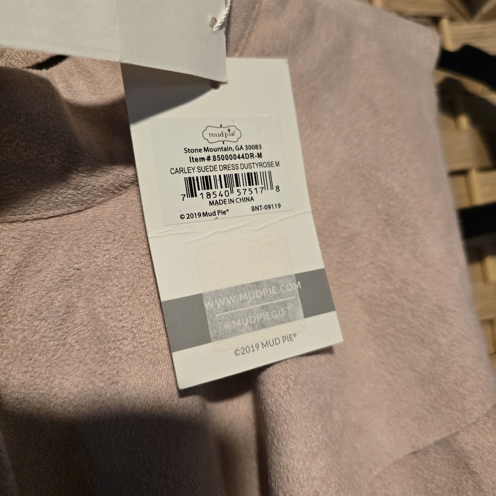 Mud Pie Carley faux suede dress in dusty rose with tiered ruffles - Picture 8 of 9